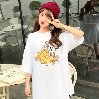 Príležitostné Voľné Cartoon Doplnky T-shirt Žena kórejský Harajuku dámske tričká, Topy Japonský Kawaii Dámy Ulzzang Oblečenie Pre Ženy Obrázok