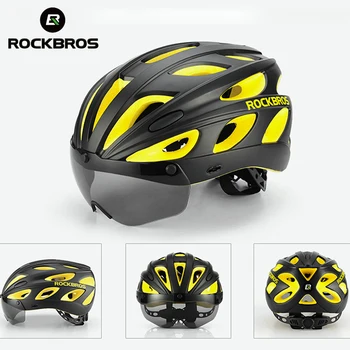 ROCKBROS Bicyklov, Cyklistické Prilby Integrally-tvarovaný Ultralight Magnetické Okuliare MTB Horskej Ceste, Prilby na Bicykli S slnečné Okuliare Obrázok