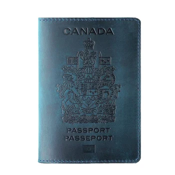 Vyryté Originálne Kožené Kanady Pas Kryt Osobné Pas Kryt Prípade Vlastnej Kože Darčeky Cestovné Peňaženky Mužov A Ženy Obrázok