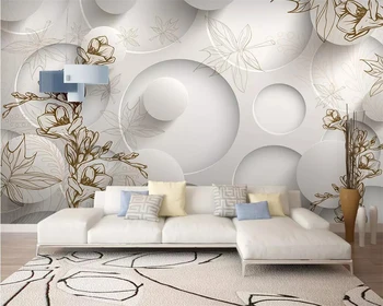 Vlastné tapety maľby retro linky kreslenie magnolia javorový list obývacia izba 3D TV gauč pozadí steny 3d tapety Obrázok