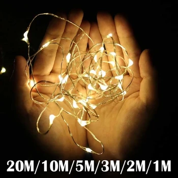 2M 5M 20M 200 LED Hviezdna String Batérie Svetlá Víla Mikro LED Transparentné Medený Drôt pre Strany Vianoce Svadba 9 Farieb Obrázok