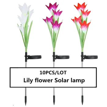 10PCS kvalitné Slnečné Svetlo Lily Kvet Svetlo vodeodolné IP65 Lampa Farebné LED farebný prechod zdroj svetla Simuluje kvet Obrázok