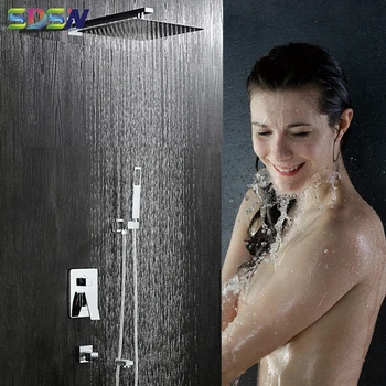 Kúpeľňa so sprchovým Kútom Nastaviť SDSN Mosadz Dole Odvod Vody Kúpeľňa so Sprchou Kohútik Skryté Vaňa Sprcha Systém Inwall Namontované Sprchové Súpravy Obrázok