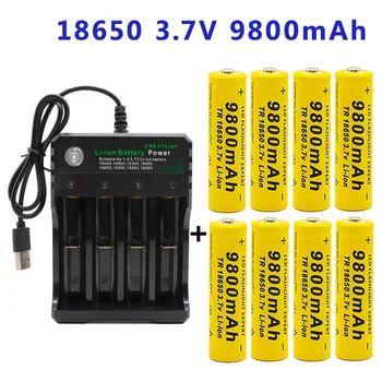 100% Nový.Batería de iones de litio GTF 3,7 V 18650 linterna recargable para Linterna + cargador USB Obrázok