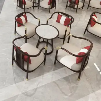 Nová Čínska Obchodná Kancelária Rokuje Stôl A Stoličky Nastaviť Pomocou Svetla Luxusný Nábytok Hotel Lobby, Recepcia 1 Stôl A 4 Stoličky Obrázok