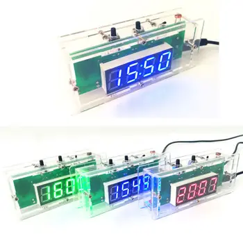 DIY súpravy, Digitálne hodiny, Elektronické hodiny C51 LED digitálne ovládanie teploty čas Obrázok