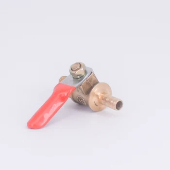 6 mm Hadice Barb Chvost Mosadz guľového Ventilu Voda Plyn 57 PSI Otvorom 7 mm S Červeným Rukoväť Obrázok