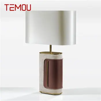 TEMOU Postmoderných stolná Lampa LED Jednoduché Módy Posteli Stôl Svetlo Vintage Kožené Dekor pre Domáce Obývacia Izba, Spálňa Obrázok