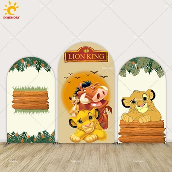 Cartoon Lion King Arch Kryt Chiara Kulisu pre Chlapca, Narodeniny, Party Dekorácie Zelené Listy Dekorácie Obrázok