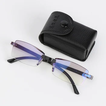 Nové pánske Frameless Skladacie Okuliare na Čítanie Anti-modré Svetlo Očí Okuliare Nosiť Chránič Presbyopic S Okuliare Box +100~+400 Obrázok
