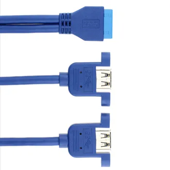 20kolíkový Na USB 3.0 Predlžovací Kábel Dual Usb Matka S Ucho Predlžovací Kábel Ozvučnice Line Interface Smerom Von Obrázok