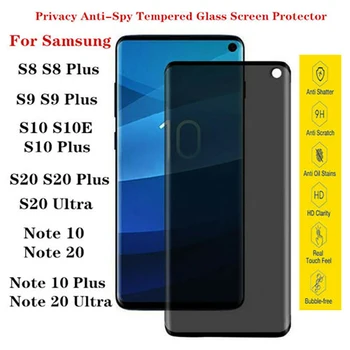 3D Zakrivené Úplné Pokrytie Privacy Screen Protector Samsung S8 S9 plus Anti-spy Ochranné Sklo Na POZNÁMKA 10 20 S10 S20 S21 ultra Obrázok