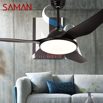SAMAN Stropné Ventilátory Svetla Kit S Diaľkovým ovládaním 3 Farby Moderné LED Lampa pre Miestnosti, Jedálne, Spálne, Obývacej miestnosti, Reštaurácie Obrázok