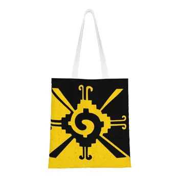 Kawaii Hunab Ku Starovekého Mayského Symbol Nákupného Tote Bag Opakovane S Potravinami Plátno Shopper Taška Cez Rameno Obrázok