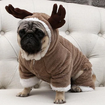 Jeseň Zime Teplé Fleece Psa Oblečenie pre Malé Psy Vianoce Psa Kostým Jumpsuit Šteňa Kabát, Bundu Chihuahua Pug Oblečenie Obrázok