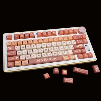 Červená Panda Design Keycaps Pre 40 61 63 64 68 75 80 84 87 96 98 100 104 108 Alice Mechanical Gaming Keyboard Veľký Znak Spp Obrázok