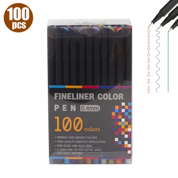 100 Svetlé Farby Fineliner Farbu Pera 0,4 mm Jemné Bod Farebné Pero Značky Nastavený na Vedomie Čerpanie Plánovač Školské potreby pre maliarov Obrázok