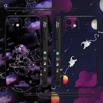 Krásne Pohode Astronaut Telefón puzdro Pre Samsung Galaxy S22 S23 S21 S20 Ultra FE S10 4G S9 S10E Poznámka: 20 10 9 Plus S ozdobná šnúrka na uniforme Kryt Obrázok