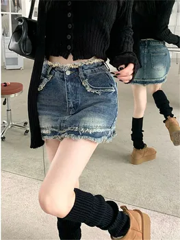 Ženy Mini Denim Sukne Vintage Umyté Módne kórejský Štýl Bežné Basic-line Denne Streetwear Klasické Populárne Pevné Sukne Obrázok