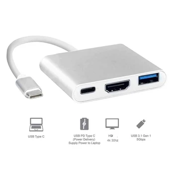 Viacportová Kábel Prevodník USB kompatibilný s HDMI Typu C Žien na pracovnej Plochy Notebooku Obrázok