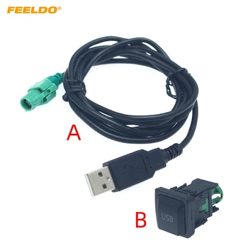 FEELDO 1PC autorádio, CD Prehrávač 145 cm USB Audio kábel Kábel Adaptéra S Spínač Tlačidlo pre Volkswagen USB Kábel Drôt #CT6221 Obrázok