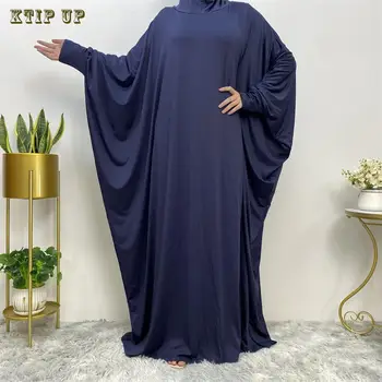 Moslimské Módne Šaty Na Strednom Východe Farbou Módne Bat Rukávy Dubaj Arabských Župan Kaftan Marocký Jilbab Femme Musulman Abaya Obrázok