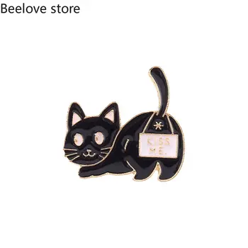 Nové Zviera Série Brošňa Tvorivé Roztomilý Black Cat Batoh Tvar, Farba Odznak Príslušenstvo Klopě Pin Obrázok