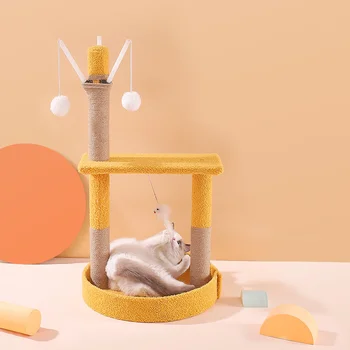 Nové jednoduché jednofarebné zimné multifunkčné mačka preliezkami cat hračka mačka Tianzhu mačiatko skákanie platformu masívneho dreva mačka Obrázok