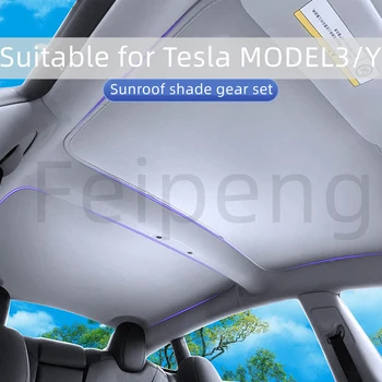 Platné Pre Tesla Model3/Y Segmentované Strešným Slnečník Špeciálny Opaľovací Krém A Tepelné Izolácie Slnečník Pre Automobilové Strechy Obrázok