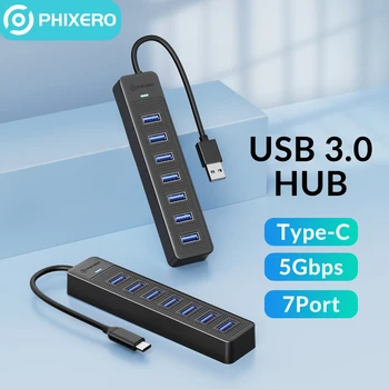 PHIXERO Viacportová Rozbočovač USB 3.0 HUB USB Typu C Adaptér Predĺženie 5Gbps vysokorýchlostný ROZBOČOVAČ Dokovacej Stanice pre Macbook PC Notebook Obrázok