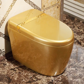 Inteligentný integrovaný zlaté closestool bez nádrž na vodu, automatická pätka flush sušenie inteligentný wc smart wc Obrázok