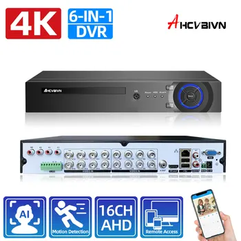 16CH AHD DVR HD 8MP KAMEROVÝ Bezpečnostný kamerový Systém Súprava 6 V 1 16 Kanálové Hybridné DVR 8 Kanálov, Digitálne Video Dohľad Nahrávač Obrázok