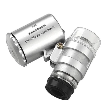Prenosný Mini Pocket 60X Mikroskopom Svojho lupu Loupe UV Svetlo Mene Detektor Klenotník Lupa s LED Svetlom Obrázok
