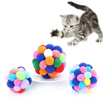 Ručné Vtipné Mačky, Farebné Skákacie Loptu Hračky Mačiatko Plyšové Bell Ball Myši Hračka Planéty Loptu Mačka Žuvanie Hračky Pet Príslušenstvo Obrázok