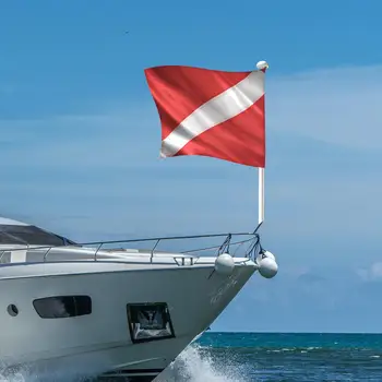 Potápač Dole pod Vlajkou s Vymeniteľné Pól Jednoduchá Inštalácia Odolné Signál Vlajky Potápanie Vlajka pre Podvodné Športy, Šnorchlovanie Potápanie Obrázok