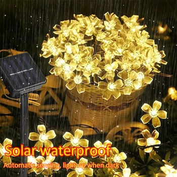 5M/7M/12M/22M Vodotesný LED Cherry Blossom Lampy Vonkajšie Solárne Záhradné Lampy String Dekorácie, Svadobné Ulici Vianočné Dekorácie Obrázok