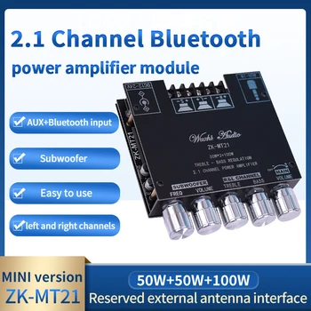2.1-kanálový Bluetooth, digitálny zosilňovač modul high-bass subwoofer vysoká-Triedy D, výkon 50W+100W AUX MT21 TB21 Obrázok