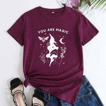 Ste Magic T-shirt Tretie Witchy Žena, Mystic Tshirts Estetické Boho Hippies, Čarodejnice majú Magické Tee Tričko Top Obrázok