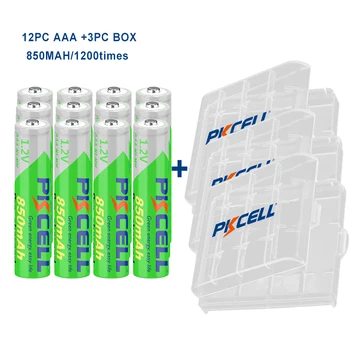 12PC PKCELL 850mah AAA Nabitá Batérie 1.2 V, NIMH AAA Nabíjateľné Batérie a 3PC AAA Batérie Boxy cez 1200 Časy Cyklov Obrázok