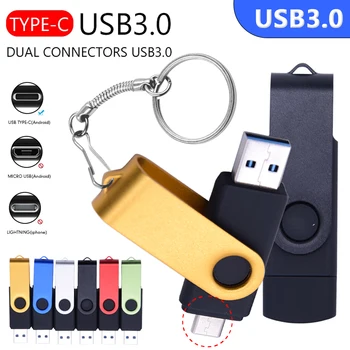 New horúce predávať USB 3.0 TYP C prenosný Disk USB OTG Pero Disku 512 gb diskom 256 GB 128 GB 64 GB 32 GB, 16 GB USB 2 v 1 Vysokej Rýchlosti kl ' úč Obrázok