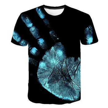Letné Veľké Handprint 3D Tlačený Trend Osobnosti T-shirt Detí, Mužov a Žien Bežné Crewneck Krátky Rukáv Obrázok