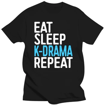 Jesť, Spať K-Dráma Opakovať T-Shirt Zábavné kórejský Dráma Ventilátor Darček Kvalitné Značky T Shirt mužov Bavlna Top Značky kórejský Legrační Obrázok