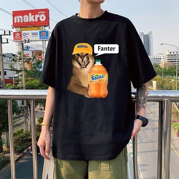 Demotivational Veľké Floppa Mačka Meme Fanter T Shirt Mužov Harajuku Tričko Unisex Zábavné Príležitostné Tlače Nadrozmerná Bavlna Tee Košele Obrázok