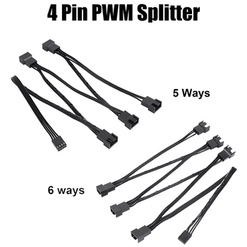 Prenosné PWM Splitter 5/6 Spôsoby, ako PWM Kábel Adaptéra Žena Na Male Konektor kábel Kábel Adaptéra PVC Izolačný Materiál pre Počítača CPU Obrázok