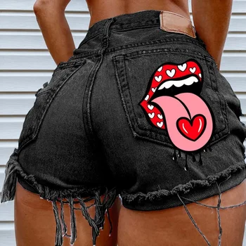 Horúce letné dámske Džínsové Šortky vrecká vytlačené Krátke Femme Oblečenie Žien Letné Džínsy Feminino Šortky Bežné Obrázok