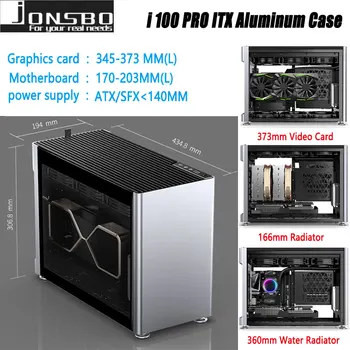 JONSBO i100 PRO Mini ITX malé PC prípade ITX hliníkové hra kostry počítača, podporuje 360/240 vertikálne Vodné Chladenie grafickej karty Obrázok